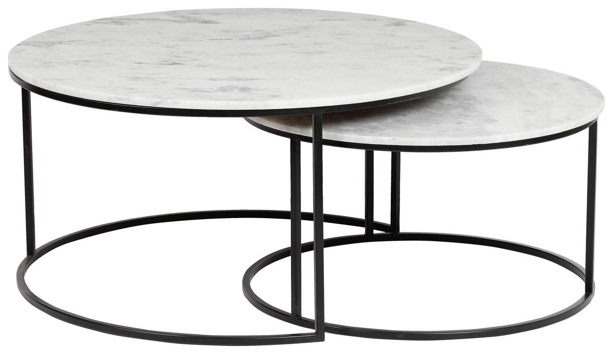 SET KLUB STOLIĆA bijela  kamen  - bijela/crna, Design, kamen/metal (80/80/35cm) - Novel