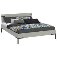BETT 160/200 cm,  in Hellgrau  - Hellgrau/Schwarz, Design, Metall (160/200cm) - Xora