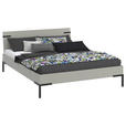 BETT 160/200 cm,  in Hellgrau  - Hellgrau/Schwarz, Design, Metall (160/200cm) - Xora