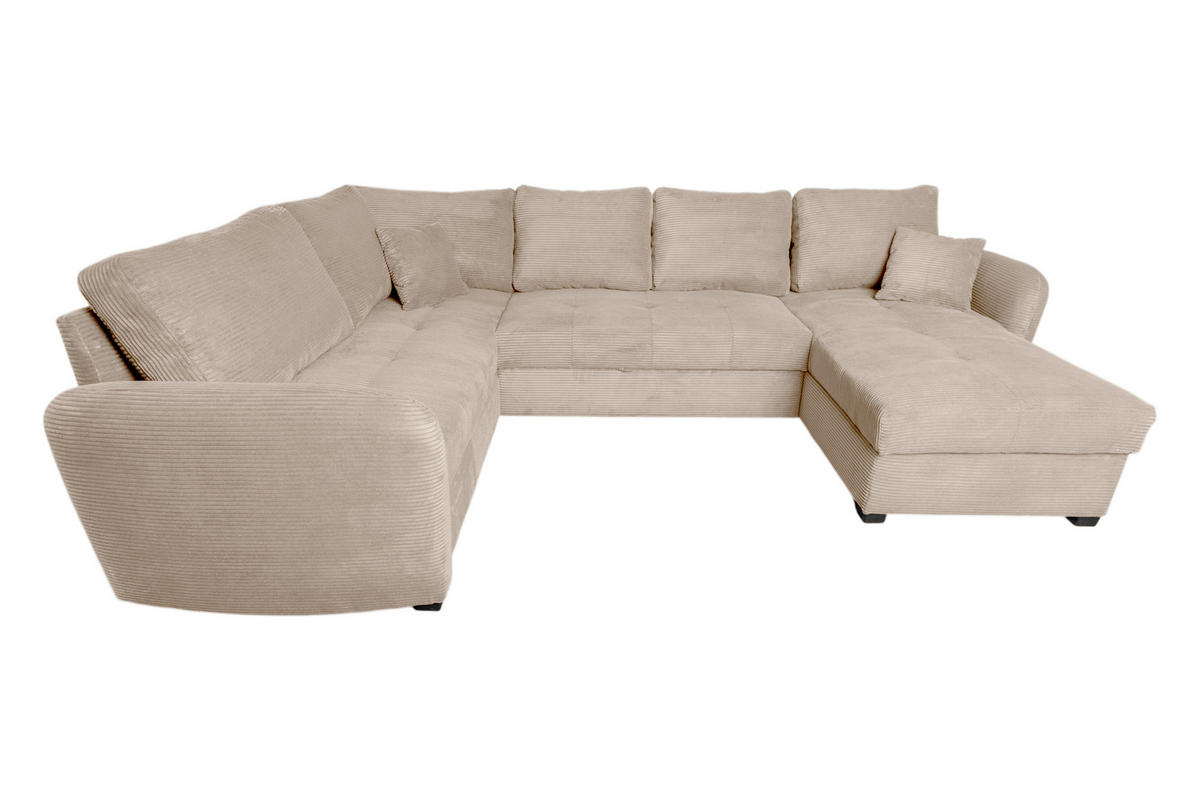 WOHNLANDSCHAFT SORINA Hellbraun Cord  - Hellbraun/Schwarz, Design, Kunststoff/Textil (202/305/157cm) - MID.YOU