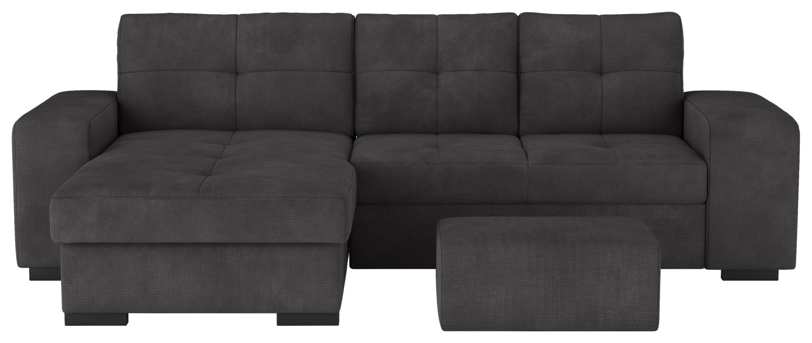 ECKSCHLAFSOFA Mikrofaser Schwarz  - Schwarz, Modern, Kunststoff/Textil (156/268cm) - MID.YOU