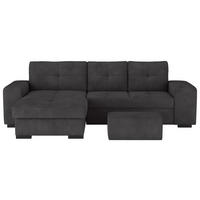 ECKSCHLAFSOFA Mikrofaser Schwarz  - Schwarz, Modern, Kunststoff/Textil (156/268cm) - MID.YOU