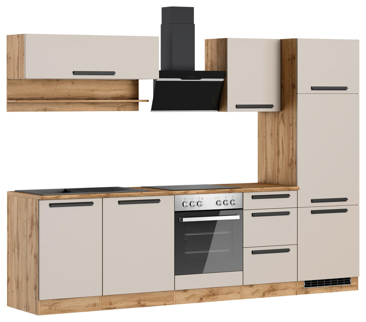 KÜCHENBLOCK Aveiro 280 cm  in Kaschmir, Eiche Wotan  - Kaschmir/Eiche Wotan, Trend, Holzwerkstoff/Metall (280cm) - Held