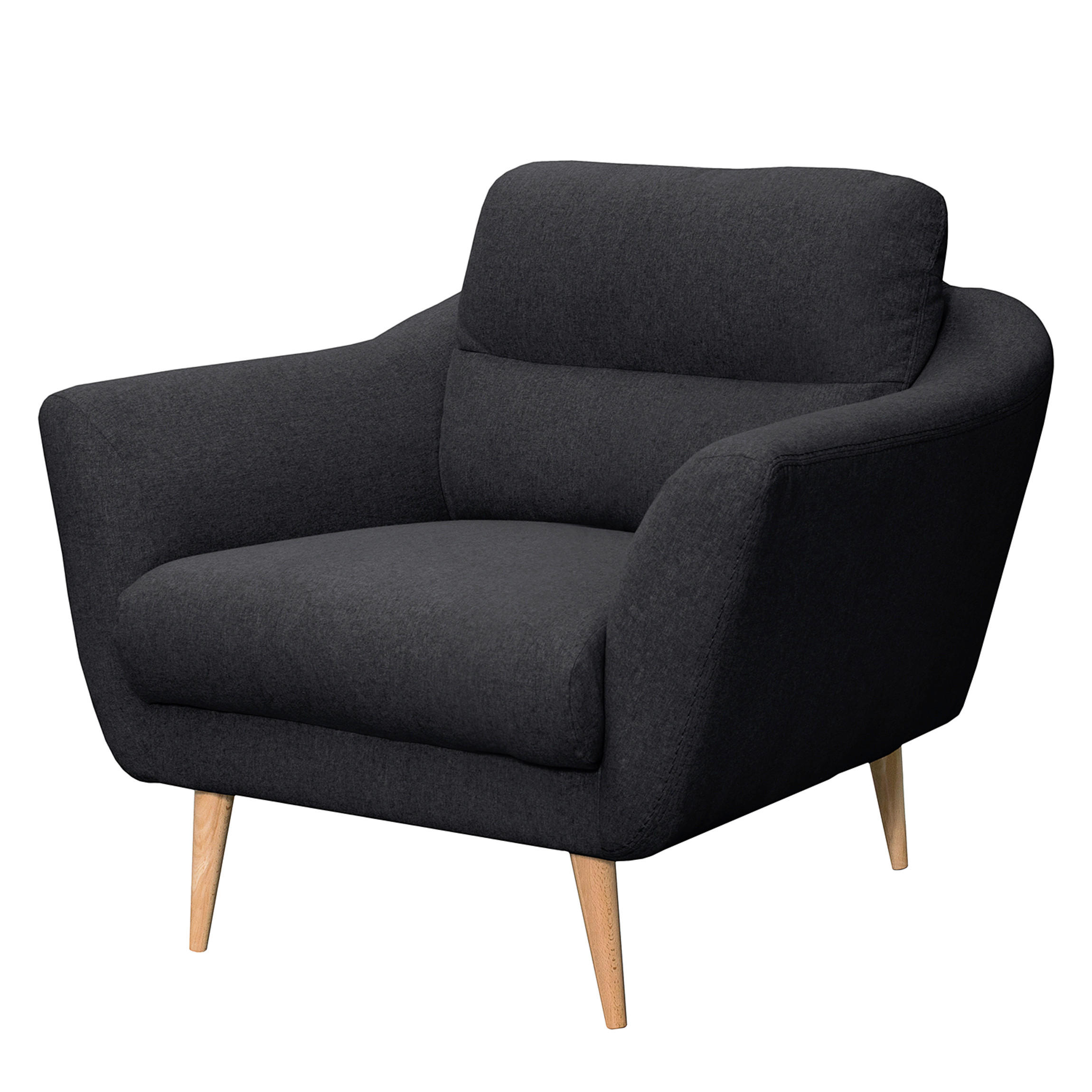 SESSEL in Webstoff Anthrazit  - Anthrazit/Buchefarben, Design, Holz/Textil (92/87/88cm) - Livetastic