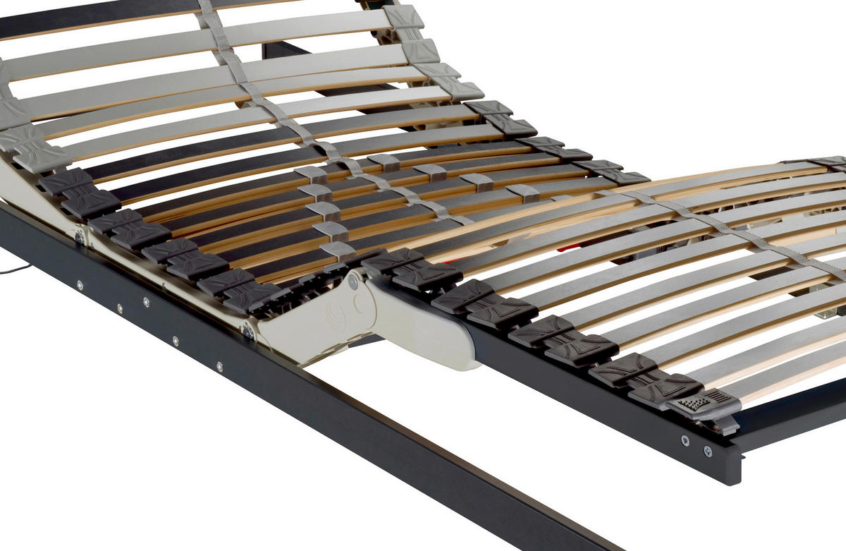 ELEKTRISCHER LATTENROST 90/200 cm Kopfteil, Fußteil, Mittelzone verstellbar, Birke  - Anthrazit/Silberfarben, Basics, Holz/Kunststoff (90/200cm) - Novel