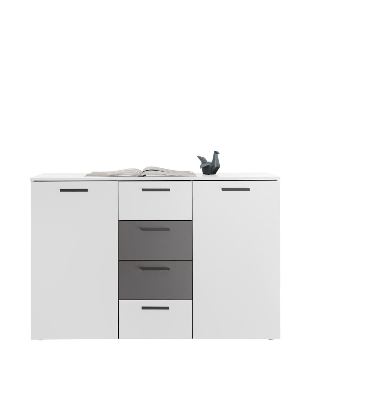 KOMMODE 140/89/38 cm  in Graphitfarben, Weiss  - Weiss/Schwarz, Modern, Holzwerkstoff/Kunststoff (140/89/38cm) - Livetastic
