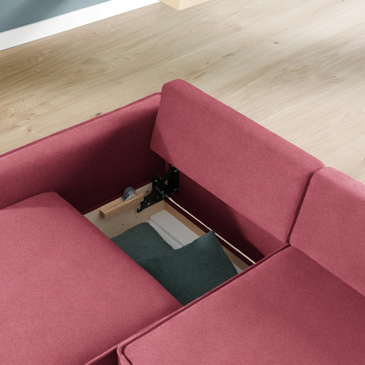ECKSOFA in Chenille Bordeaux  170/237 cm  - Eichefarben/Bordeaux, KONVENTIONELL, Holz/Textil (170/237cm) - Sedda