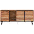 SIDEBOARD 175/77/40 cm  - Schwarz/Akaziefarben, MODERN, Glas/Holz (175/77/40cm) - Carryhome