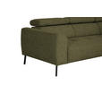 ECKSOFA in Webstoff Olivgrün  280/205 cm  - Schwarz/Olivgrün, Design, Textil/Metall (280/205cm) - Xora