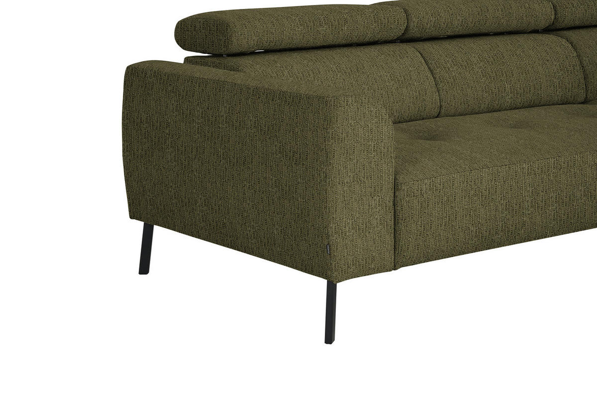 ECKSOFA in Webstoff Olivgrün  - Schwarz/Olivgrün, Design, Textil/Metall (280/205cm) - MID.YOU