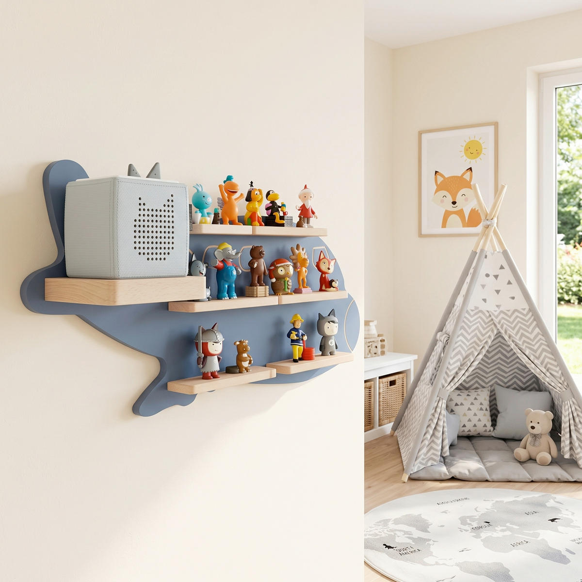 KINDERREGAL  - Blau, Modern, Holzwerkstoff (60/30/19cm) - Livetastic