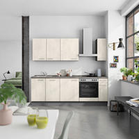 KÜCHENBLOCK Riva 240 cm  in Weiß, Schieferfarben  - Schieferfarben/Edelstahlfarben, MODERN, Holzwerkstoff/Metall (240cm) - Nobilia