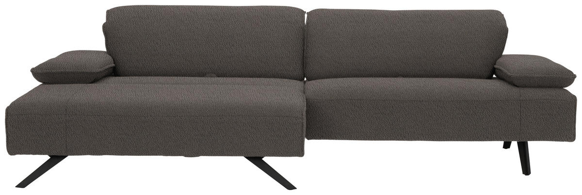 ECKSOFA in Flachgewebe Dunkelgrau  - Dunkelgrau/Anthrazit, Design, Textil/Metall (166/280cm) - Johann Jakob