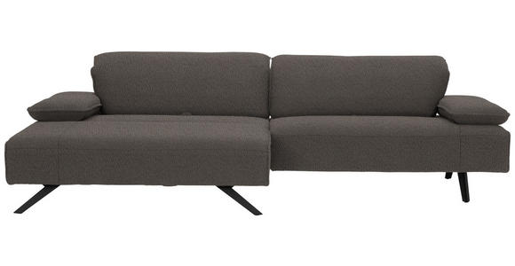 ECKSOFA in Flachgewebe Dunkelgrau  - Dunkelgrau/Anthrazit, Design, Textil/Metall (166/280cm) - Ambiente