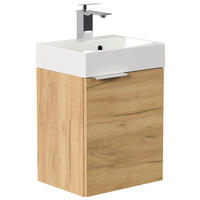 GÄSTEBAD 40 cm  - Eichefarben/Silberfarben, MODERN, Holzwerkstoff/Stein (40cm) - MID.YOU