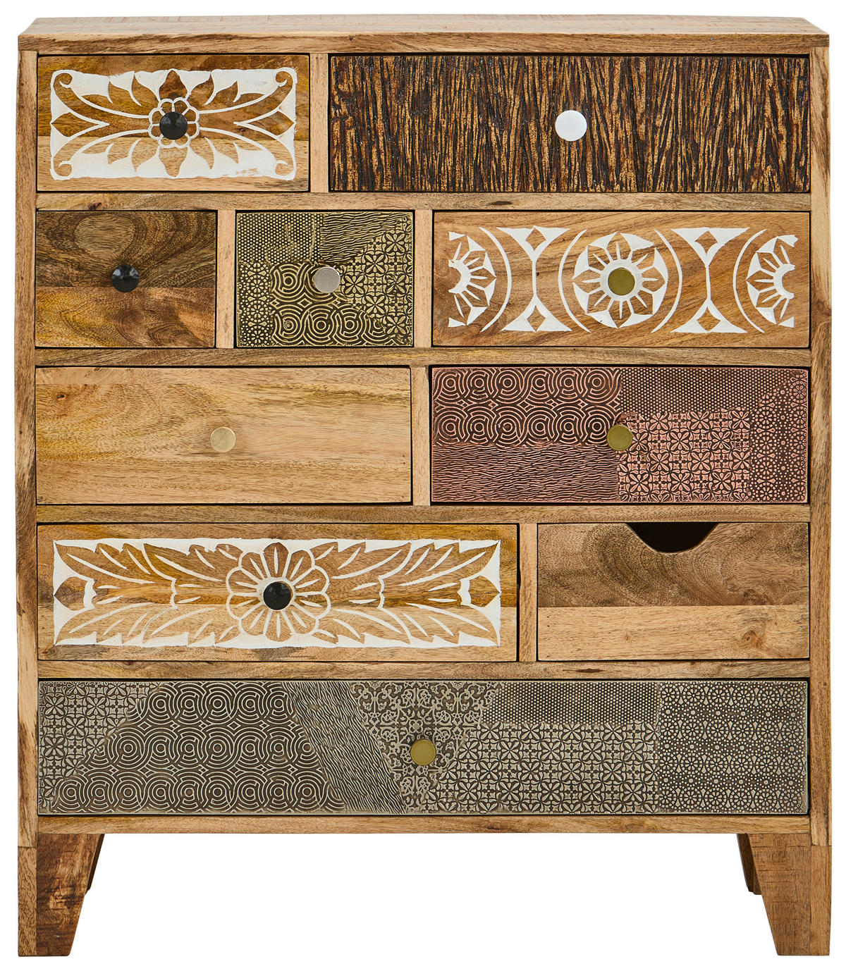 KOMMODE , 75/85/30 cm, 10 Schublade(n)  - Hellbraun/Dunkelbraun, LIFESTYLE, Holz/Metall (75/85/30cm) - Landscape