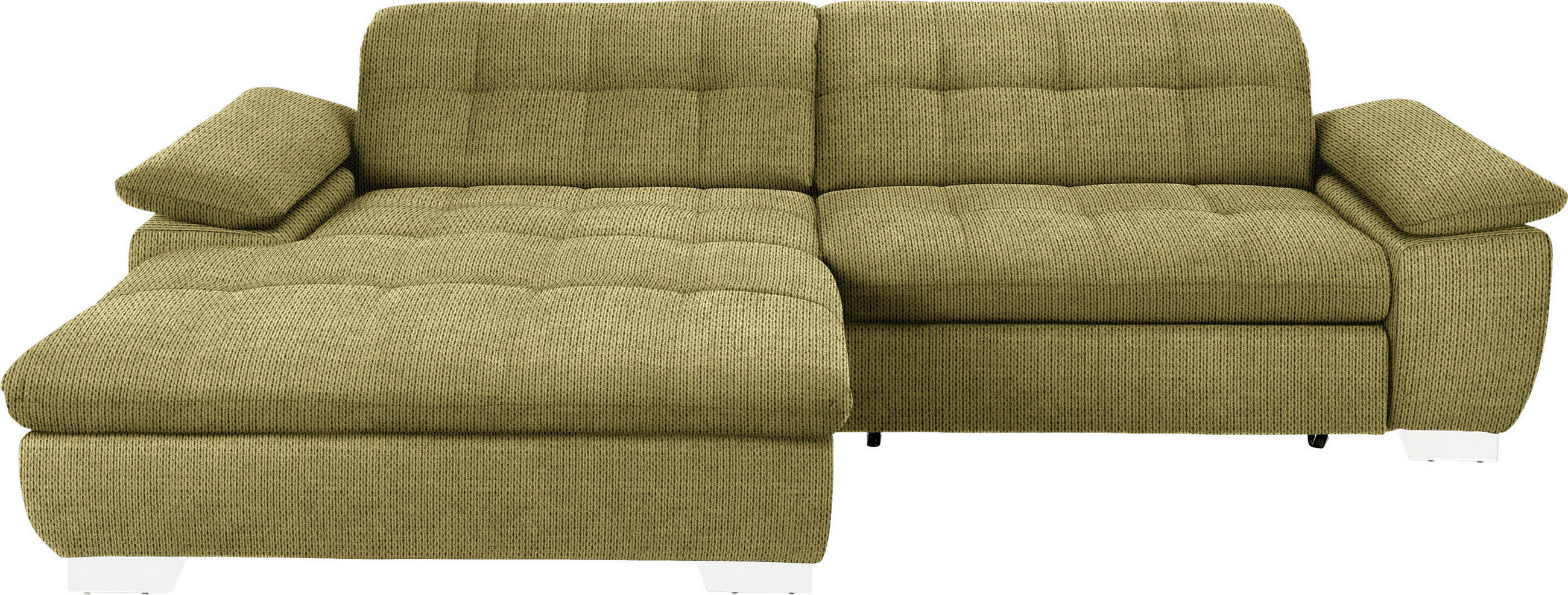 ECKSOFA in Mikrofaser Grün  - Chromfarben/Grün, Design, Textil/Metall (180/265cm) - Carryhome