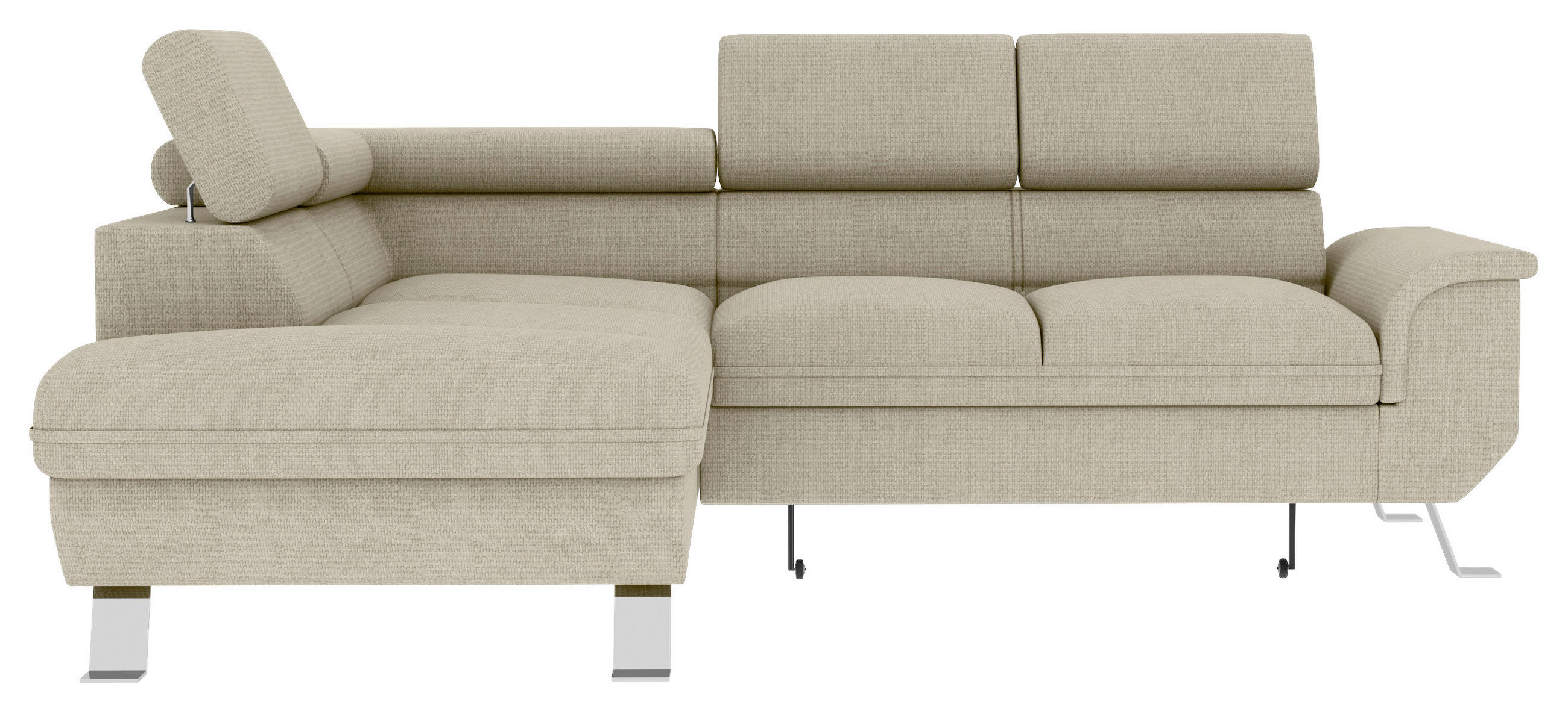ECKSOFA Creme Struktur  - Silberfarben/Creme, KONVENTIONELL, Textil/Metall (207/268cm) - Carryhome