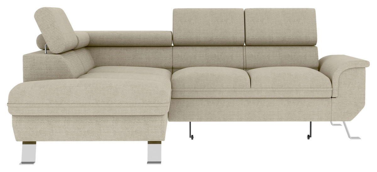 ECKSOFA in Struktur Creme  - Silberfarben/Creme, Konventionell, Textil/Metall (207/268cm) - MID.YOU