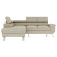 ECKSOFA Creme Struktur  - Silberfarben/Creme, KONVENTIONELL, Textil/Metall (207/268cm) - Carryhome