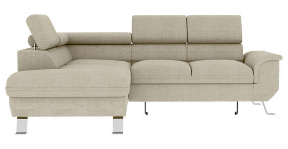 ECKSOFA Creme Struktur  - Silberfarben/Creme, KONVENTIONELL, Textil/Metall (207/268cm) - Carryhome