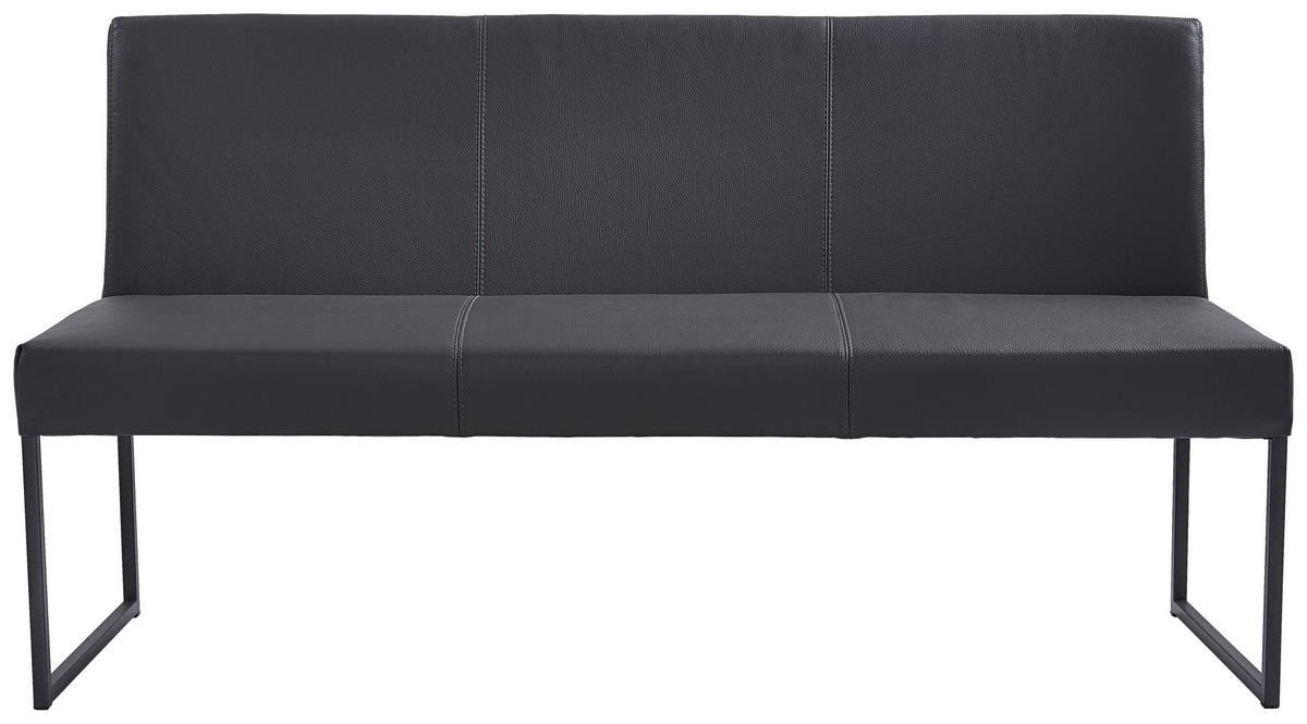 SITZBANK 160/86/62 cm Echtleder Dunkelgrau Metall  - Dunkelgrau/Anthrazit, Design, Leder/Metall (160/86/62cm) - Musterring