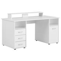 SCHREIBTISCH 150/70/70 cm  in Weiß  - Silberfarben/Schwarz, MODERN, Holzwerkstoff/Kunststoff (150/70/70cm)