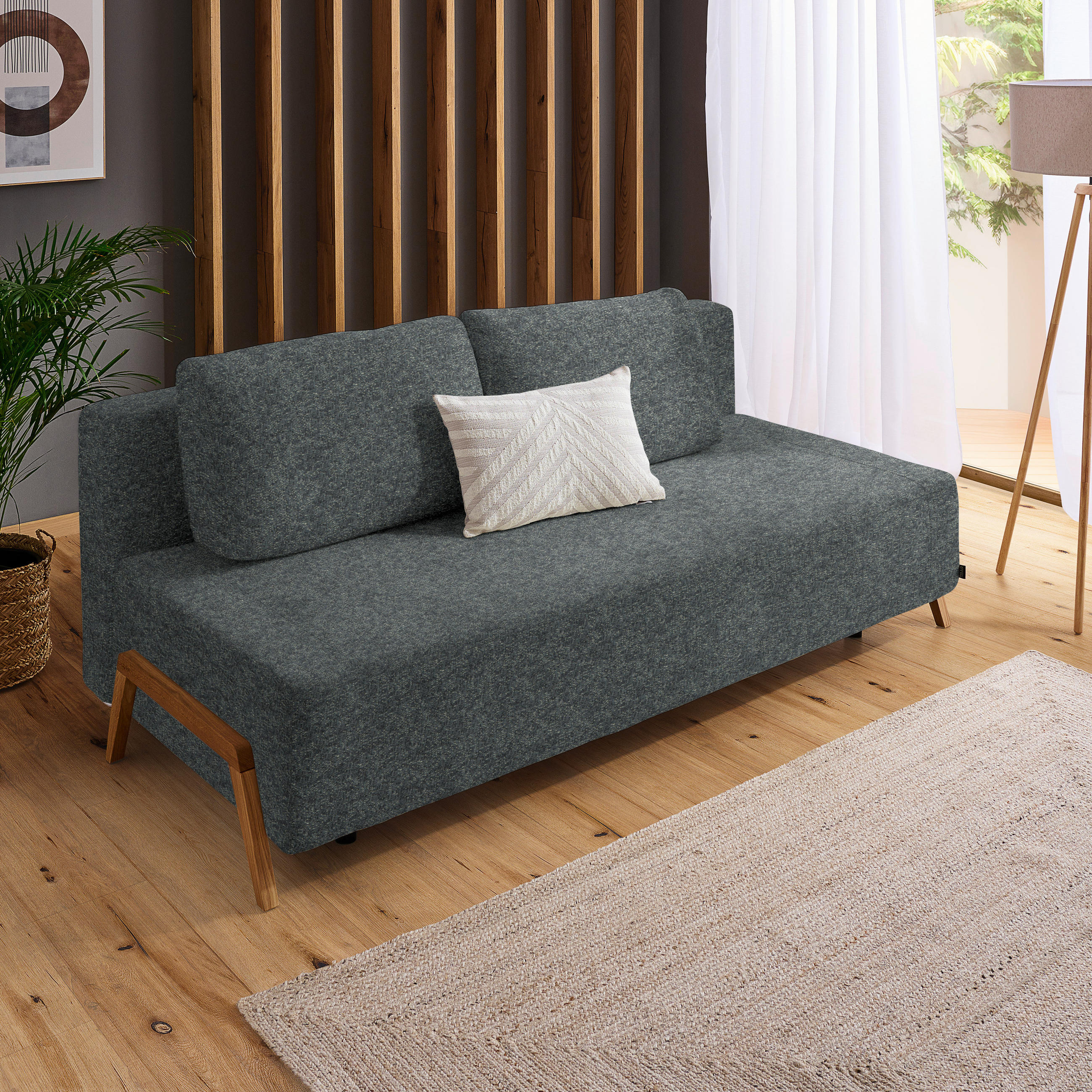 SCHLAFSOFA in Textil Grau  - Naturfarben/Grau, Design, Holz/Textil (211/88/102cm) - Niels Andersson