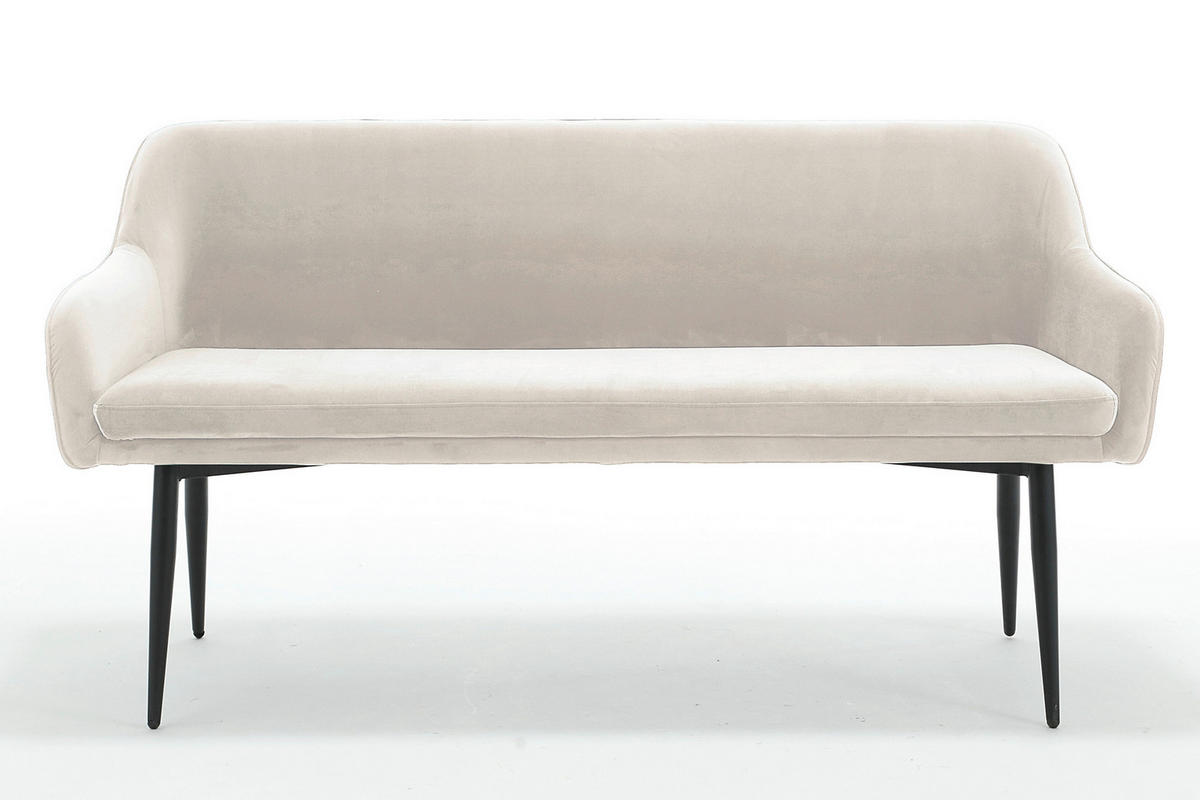 SITZBANK 160/85/61 cm Samt Creme Metall  - Creme/Schwarz, MODERN, Textil/Metall (160/85/61cm) - Livetastic