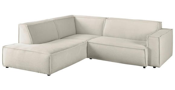 ECKSOFA Creme Cord  - Creme/Schwarz, KONVENTIONELL, Kunststoff/Textil (224/254cm) - Hom`in