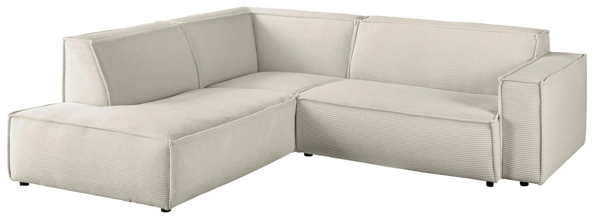 ECKSOFA in Cord Creme  - Creme/Schwarz, Konventionell, Kunststoff/Textil (224/254cm) - Hom`in