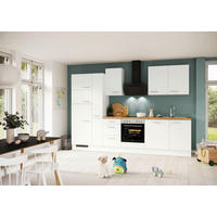 KÜCHENBLOCK 310 cm   in Weiß  - Eichefarben/Silberfarben, Trend, Holzwerkstoff/Metall (310cm) - Impuls