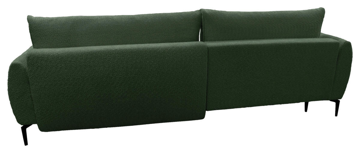 ECKSOFA Dunkelgrün Bouclé  - Dunkelgrün/Creme, Design, Textil/Metall (204/273cm) - MID.YOU