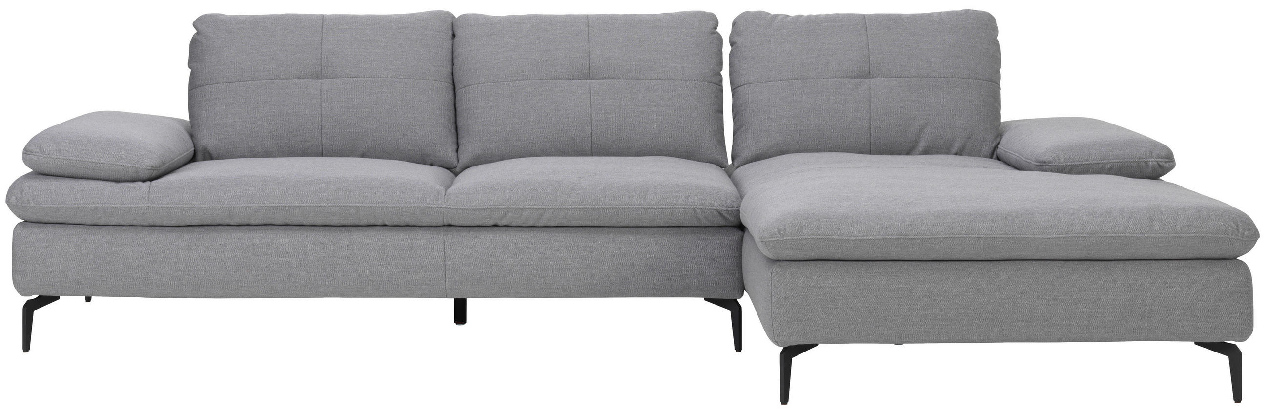 ECKSOFA in Webstoff Hellgrau  - Hellgrau/Schwarz, Design, Textil/Metall (301/179cm) - Chilliano