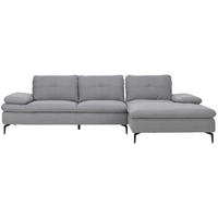 ECKSOFA in Webstoff Hellgrau  - Hellgrau/Schwarz, Design, Textil/Metall (301/179cm) - Chilliano