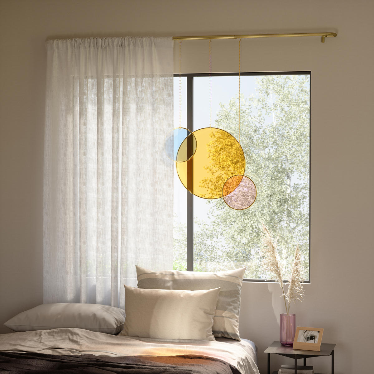 STENSKA DEKORACIJA    - lila/svetlo modra, Basics, kovina/umetna masa (46/3/46cm) - Umbra