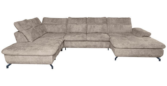 WOHNLANDSCHAFT in Struktur Beige - Beige/Schwarz, KONVENTIONELL, Textil/Metall (253/357/188cm) - Carryhome