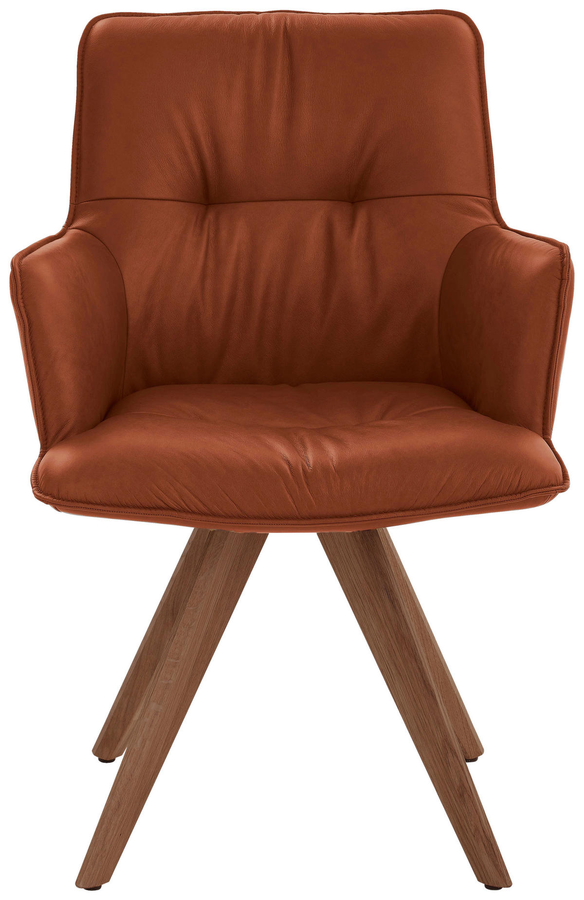 ARMLEHNSTUHL  in Echtleder pigmentiert  - Cognac/Nussbaumfarben, Design, Leder/Holz (59/89/63cm) - Dieter Knoll