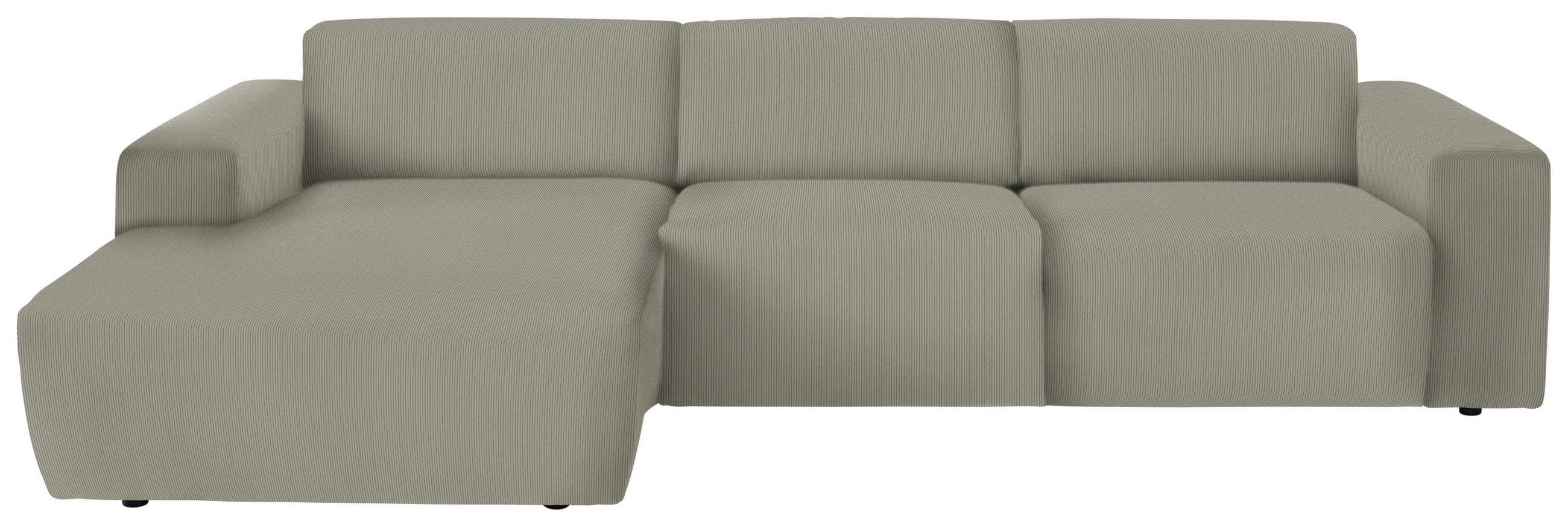 ECKSOFA in Feincord Taupe  - Taupe/Schwarz, Design, Kunststoff/Textil (174/302cm) - Beldomo Style