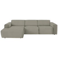 ECKSOFA in Feincord Taupe  174/302 cm  - Taupe/Schwarz, Design, Kunststoff/Textil (174/302cm) - Beldomo Style