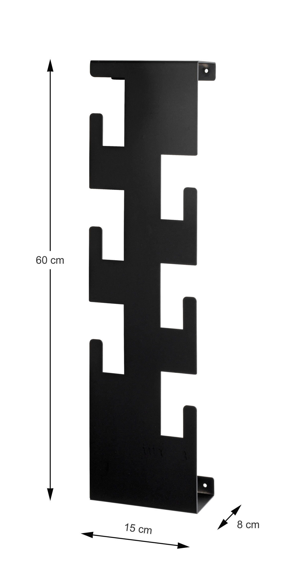 NÁSTĚNNÁ ŠATNA - černá, Design, kov (15/60/8cm)