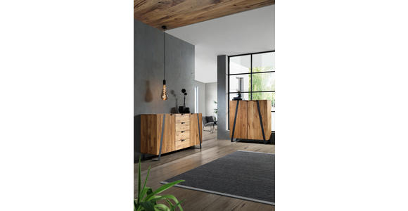 KOMMODE  in 115/126,5/43 cm  - Eichefarben/Schwarz, Trend, Holz/Metall (115/126,5/43cm) - Landscape