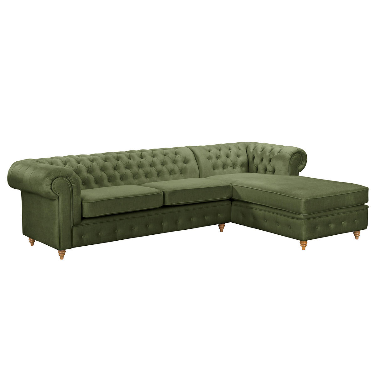 ECKSOFA Laura in Mikrofaser Dunkelgrün  284/182 cm  - Dunkelgrün/Braun, Design, Holz/Textil (284/182cm) - P & B