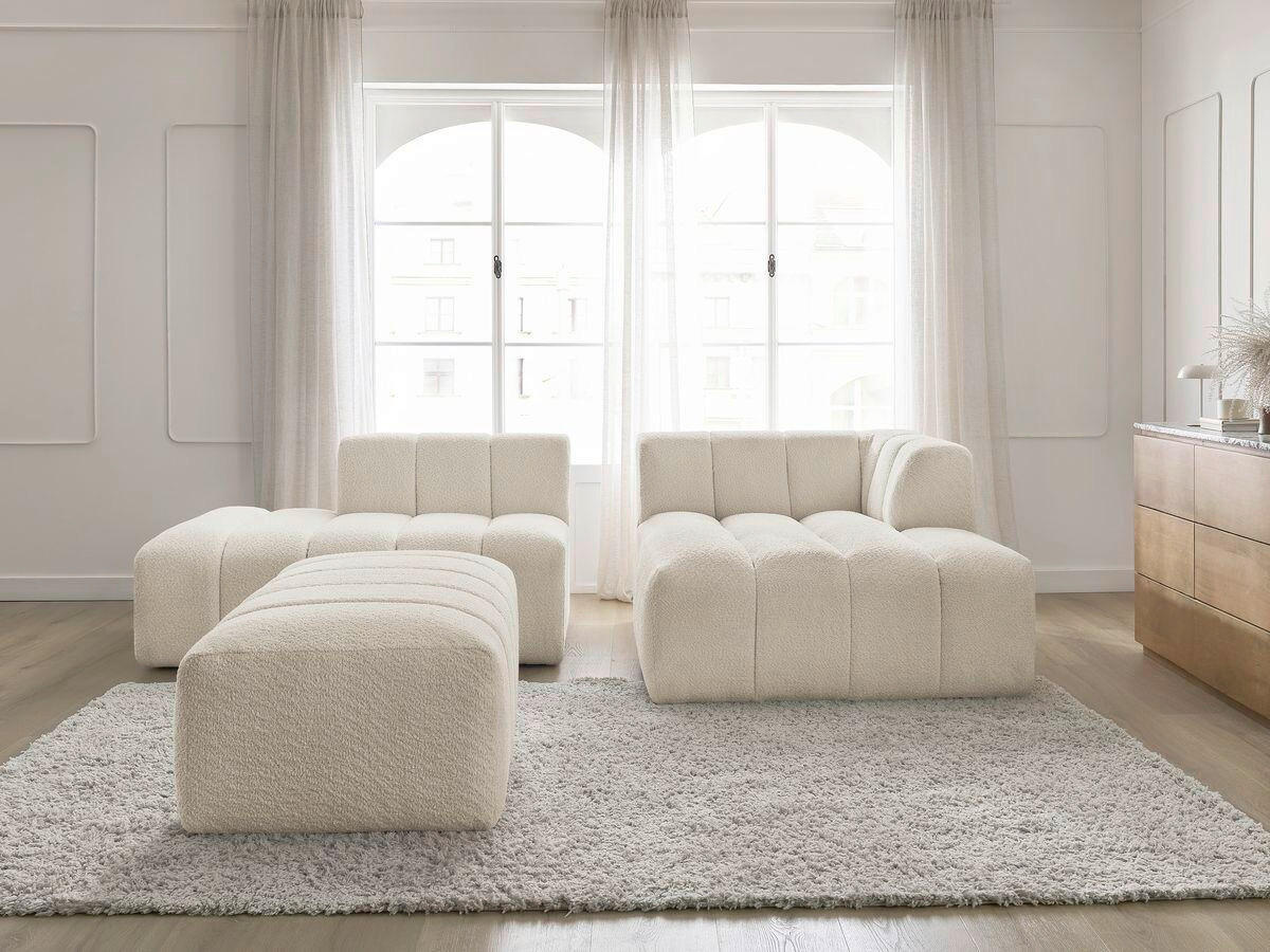 ECKSOFA  ANNECY Beige Bouclé  - Beige/Schwarz, MODERN, Kunststoff/Textil (262/170cm)