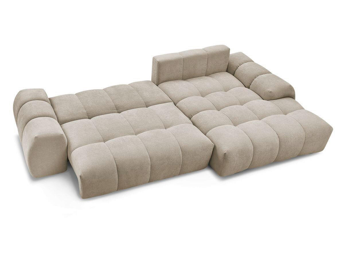 ECKSCHLAFSOFA EVEREST  mit Rücken echt, Armteil links, Armteil rechts Struktur Taupe  - Taupe/Schwarz, MODERN, Kunststoff/Textil (318/180cm) - Livetastic