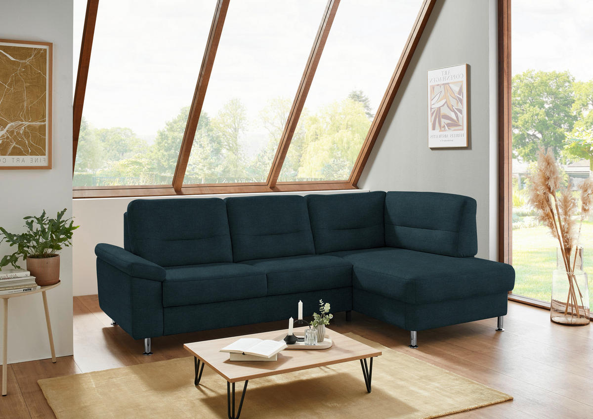 ECKSOFA  in Flachgewebe Opal  244/160 cm  - Opal/Alufarben, KONVENTIONELL, Textil/Metall (244/160cm) - Beldomo Comfort