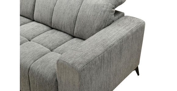 ECKSOFA inkl. Funktionen Dunkelgrau Chenille Kopfteilverstellung, Sitzvorzug  - Dunkelgrau/Schwarz, Design, Textil/Metall (214/293cm) - Xora