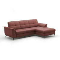 ECKSOFA ZORA E Rotbraun Echtleder  - Rotbraun/Schwarz, MODERN, Leder/Metall (262/164cm) - Sit & More