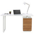 SCHREIBTISCH 140/60/76 cm  in Weiß, Eichefarben  - Eichefarben/Weiß, Design, Holzwerkstoff/Metall (140/60/76cm) - Hom`in