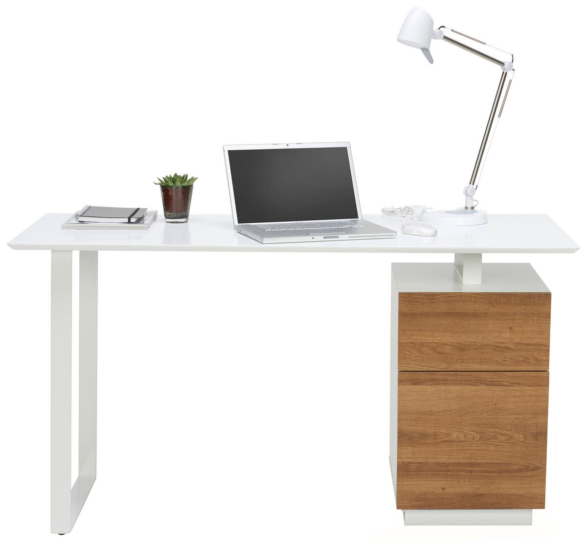 RADNI STO  bela, boja hrasta   - boja hrasta/bela, Dizajnerski, metal/pločasti materijal (140/60/76cm) - Hom`in